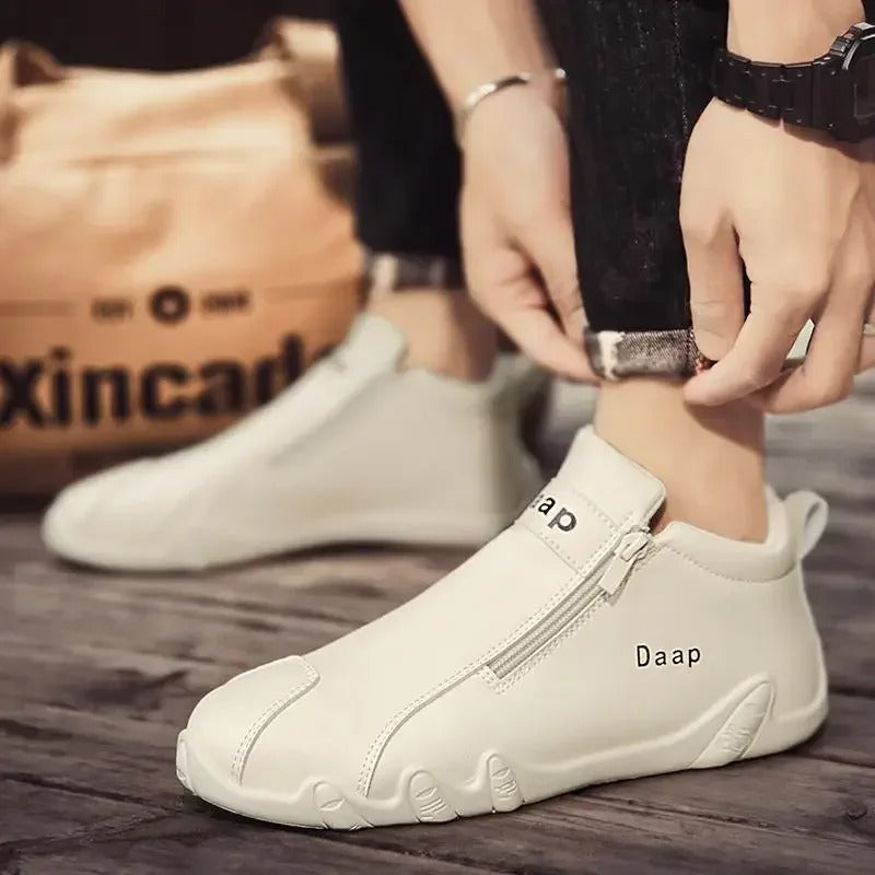Luxury Round Toe Men Ankle Boots Light Slip